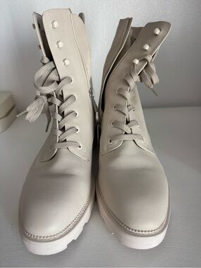 Dolce Vita Cream Lace-Up Combat Boots